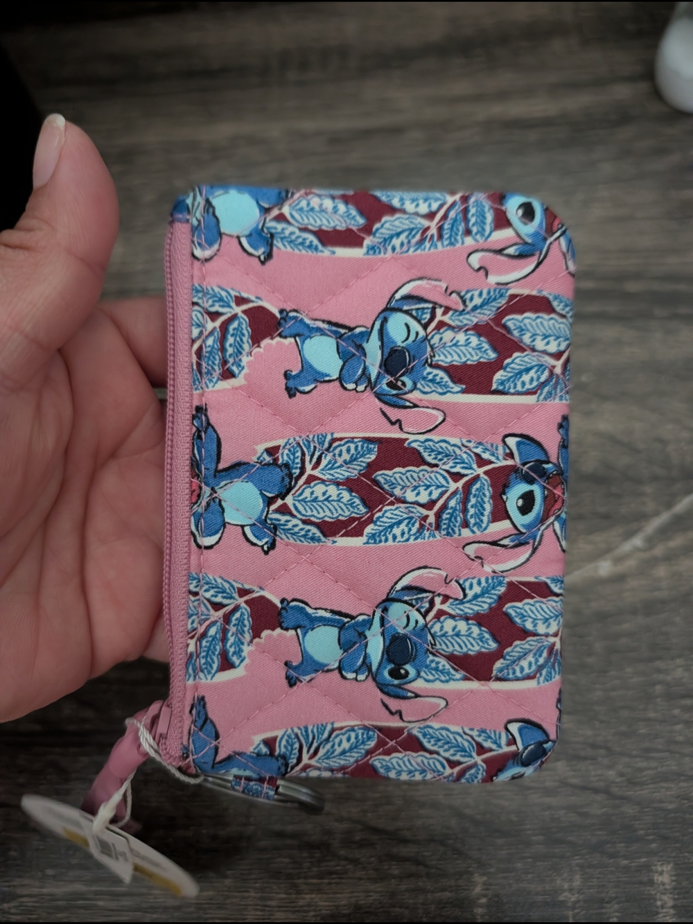 Vera Bradley Pink Blue Stitch Pattern Key & Card Holder - Picture 3 of 4